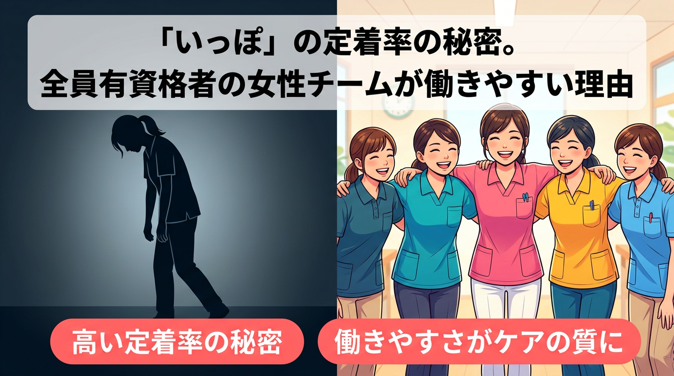 助け合いながら笑顔で働く訪問介護「いっぽ」の多様な女性スタッフ